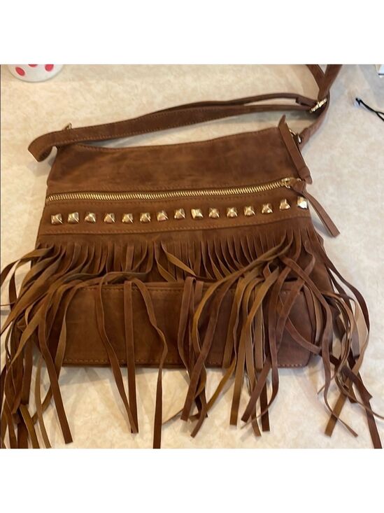 Handbags - Brown Fringe Crossbody Bag, 11” x 11”, Adjustable Straps, NWOT